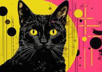 Plakat 84x59,5cm Neonowy Kocur