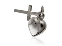 Delikatny srebrny wisior wisiorek serce serduszko krzyżyk krzyż srebro 925 W0372