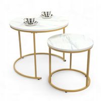 Stolik Kawowy 2w1 Komplet 2SZT Do Salonu Okrągłe Stoliki Glamour