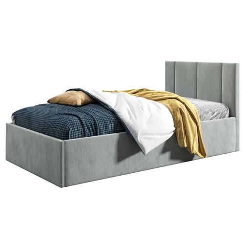 Łóżko młodzieżowe Tapczan 80x200 Basic Prato Jasny Szary + POJEMNIK na Arena.pl