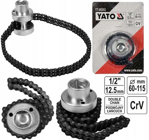 YATO KLUCZ ŁAŃCUCHOWY DO FILTRÓW OLEJU ZAKRES 60-115MM NAPĘD 1/2" na Arena.pl