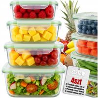 4x POJEMNIK NA ŻYWNOŚĆ SZKLANY ZESTAW POJEMNIKI SZKLANE Z POKRYWĄ
