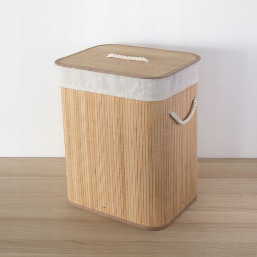 KOSZ NA PRANIE BAMBUSOWY BEŻOWY 60L Z WYJMOWANYM WORKIEM 40 X 30 X 50 na Arena.pl