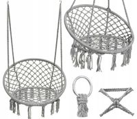 Huśtawka Fotel Wiszący Krzesło Bocianie Gniazdo Taras Ineox BG-01G Szara