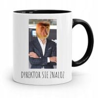Kubek Czarny Nosacz Janusz Dyrektor Sie Znaloz Z Nadrukiem Ze Zdjęciem