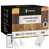Kurtyna świetlna 200 led girlanda, lampki sople biały ciepły
