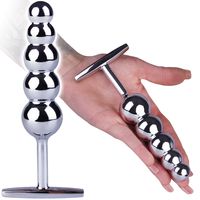 Stalowy Korek Analny Z Uchwytem - Kulki Masujące