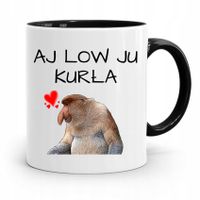 Kubek Czarny Dla Dziewczyny Aj Low Ju Kurła Z Nadrukiem Ze Zdjęciem