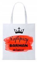 Dla Barmana Bartender Torba Eco Biała Shopper Z Nadrukiem Ze Zdjęciem