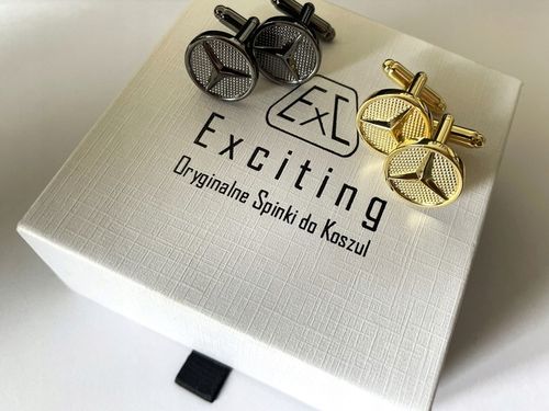 Spinki do mankietów koszuli EXC pozłacane Gwiazda Merc Mercedes Benz AMG SL na Arena.pl