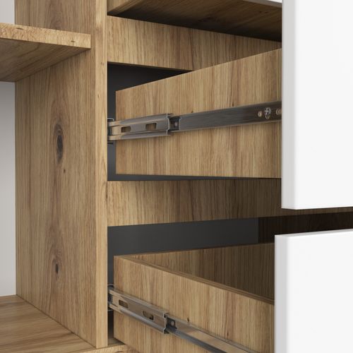 Komoda K 160 cm 2 drzwi 4 szuflady - dąb artisan-biała na Arena.pl