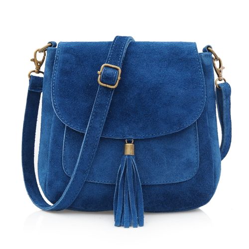 VERA PELLE torebka damska zamszowa listonoszka z klapą V449 c.jeansowa na Arena.pl