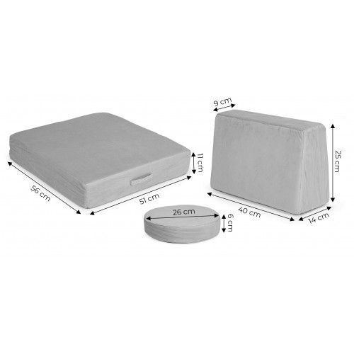 SOFA MODUŁOWA DZIECIĘCA ECOTOYS 8-ELEMENTOWA PIANKA SZARA na Arena.pl