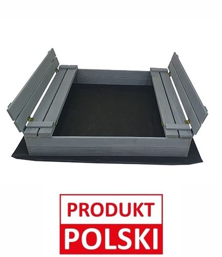 Duża Piaskownica Impregnowana Zamykana Drewniana 120cm SZARA na Arena.pl