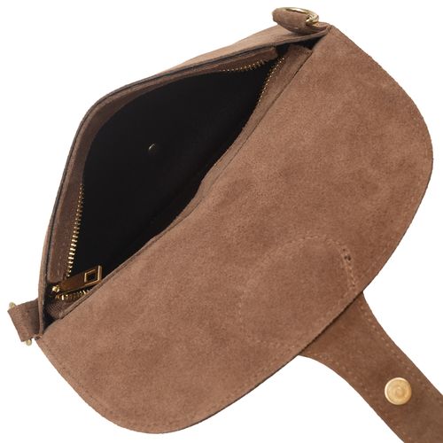 VERA PELLE torebka damska zamszowa listonoszka instagramka V694 c.brązowa na Arena.pl