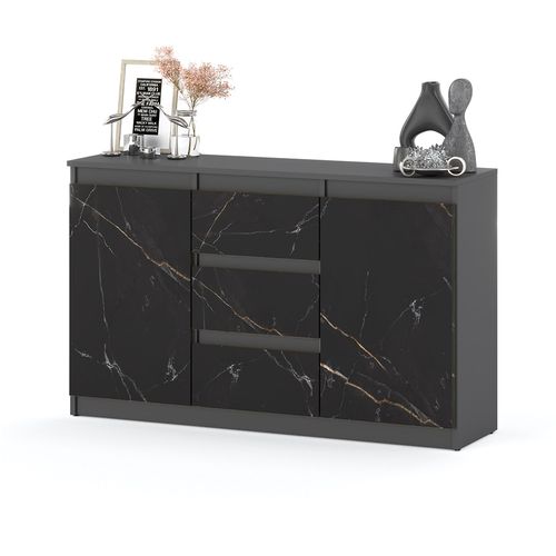 Komoda Do Salonu Nowoczesna Pojemna 120cm 3 Szuflady Szary San Sebastian na Arena.pl