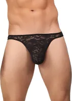 male power stretch lace stringi męskie koronkowe czarne komfortowe