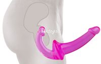 DWUSTRONNY ŻELOWY PENIS STRAP ON DLA PAR BEZ PASÓW RÓŻOWY