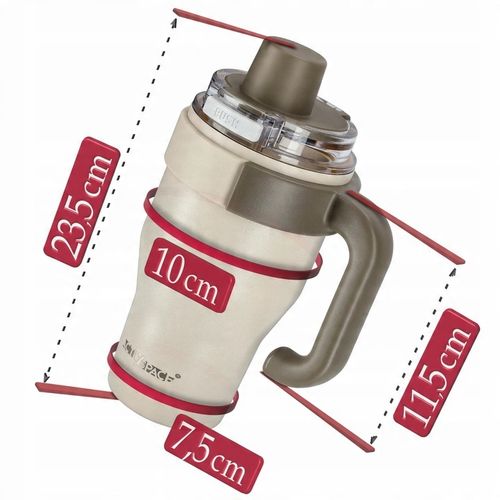 KUBEK TERMICZNY ZE SŁOMKĄ TERMOS Z UCHWYTEM NA KAWĘ HERBATĘ SZCZELNY 800ML na Arena.pl