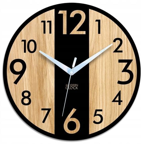 Zegar ścienny drewniany Dębowy LINCOLN - 33 cm cichy, zegar do salonu na Arena.pl