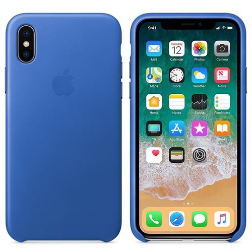 Apple Leather Case - Skórzane etui iPhone X (ostry błękit) na Arena.pl