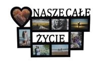 Multirama ramka na zdjęcia z napisem Nasze Całe Życie mdf 8 zdjęć serce