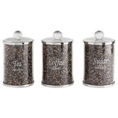 Komplet 3 sztuki pojemników z kryształkami VENTOSA 10X10X17 czarne + złote