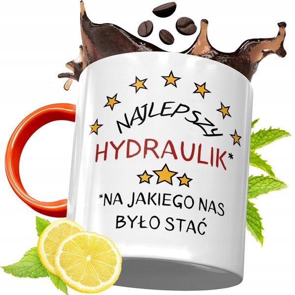 Kubek Pomarańczowy Dla Hydraulika Prezent Z Nadrukiem Ze Zdjęciem zdjęcie 1