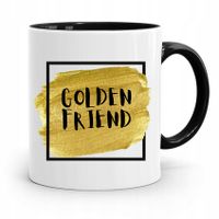 Kubek Czarny Dla Przyjaciela Golden Friend Prezent Z Nadrukiem Ze Zdjęciem