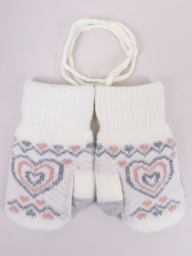 Rękawiczki dziewczęce jeden palec ze sznurkiem wzór ecru 14 cm YOCLUB na Arena.pl