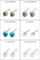 Srebrne Kolczyki z Kryształami Swarovski Serca 10mm