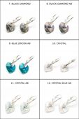 Srebrne Kolczyki z Kryształami Swarovski Serca 10mm