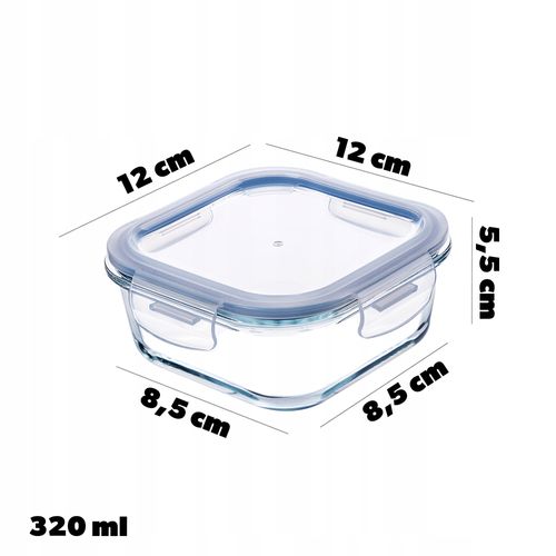 KADAX Szklany Pojemnik Na Żywność 320ml Z Pokrywką Śniadaniówka na Arena.pl