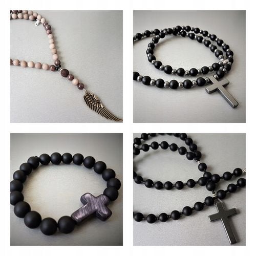 MĘSKI NASZYJNIK RÓŻANIEC ONYKS HEMATYT HIT Nowość na Arena.pl