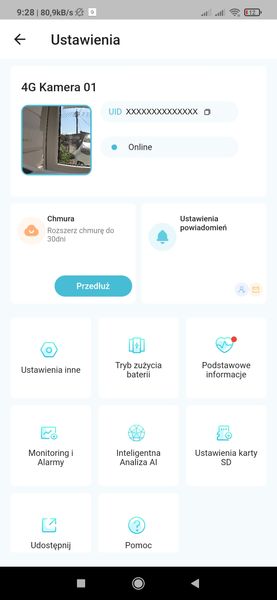 Kamera 4G na SIM microSD WIFI uchwyt