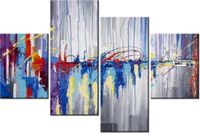 120CM 80CM ZEGAR 4 ELEM ABSTRAKCYJNY WODOSPAD OBRAZ ŚCIENNY