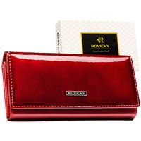 czerwony portfel damski ze skóry naturalnej i ekologicznej wyposażony