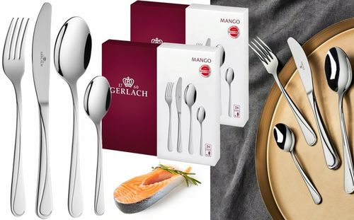 GERLACH KOMPLET ZESTAW SZTUĆCÓW SZTUĆCE PUDEŁKO POŁYSK MANGO 12 OSÓB na Arena.pl