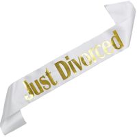 Just Divorced - biała szarfa  ze złotym nadrukiem