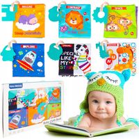 MIĘKKIE KSIĄŻECZKI 12 STRON MATERIAŁOWE SERNSORYCZNE 6SZT GRYZAK ZWIERZĄTKA