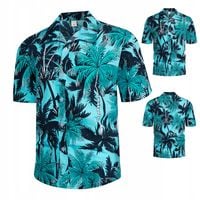 STYLOWA MODNA MĘSKA HAWAJSKA W PALMY Z KRÓTKIM RĘKAWEM KOSZULA R.XL