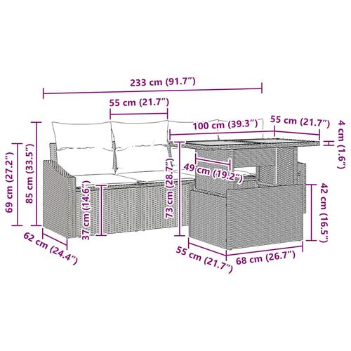 Zestaw Sof na Ogród z poduszką 5 pcs Szary Polirattan na Arena.pl