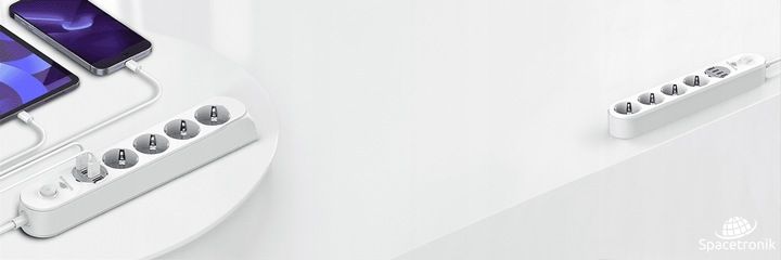 Bezpieczna Listwa Zasilająca Przedłużacz Spacetronik SR-203 4AC 4USB QC 2m zdjęcie 8