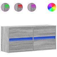 Ścienna szafka TV z LED, szary dąb sonoma, 100x31x45 cm