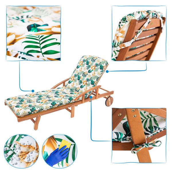 Poduszka AMELIA na długi leżak ogrodowy plażowy, materac 185x60x6cm zdjęcie 7