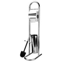 Stojak na szczotkę wc z uchwytem na papier toaletowy zestaw chromowany