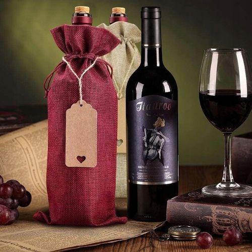 12X TORBY NA BUTELKI WINA ZE SZNURKIEM I PRZYWIESZKAMI TORBY JUTOWE na Arena.pl