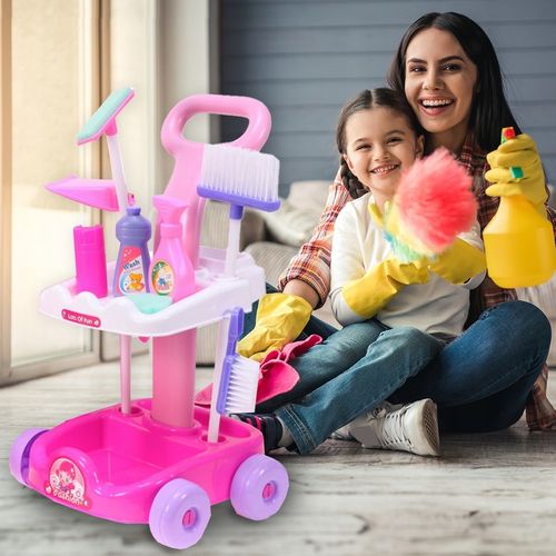ZESTAW DO SPRZĄTANIA NA WÓZKU Z ODKURZACZEM DŹWIĘK SZCZOTKA MOP DLA DZIECI na Arena.pl