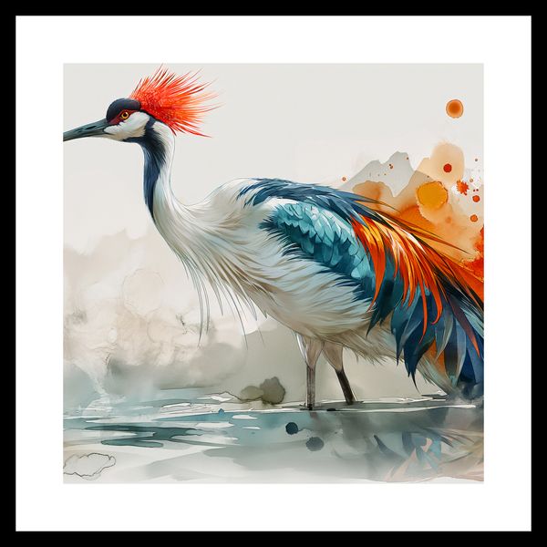 Plakat 40x40cm Żuraw w Akwareli zdjęcie 3