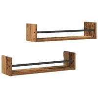 Półka ścienna z półką 2 pcs Stare drewno 60 x 16 x 14 cm